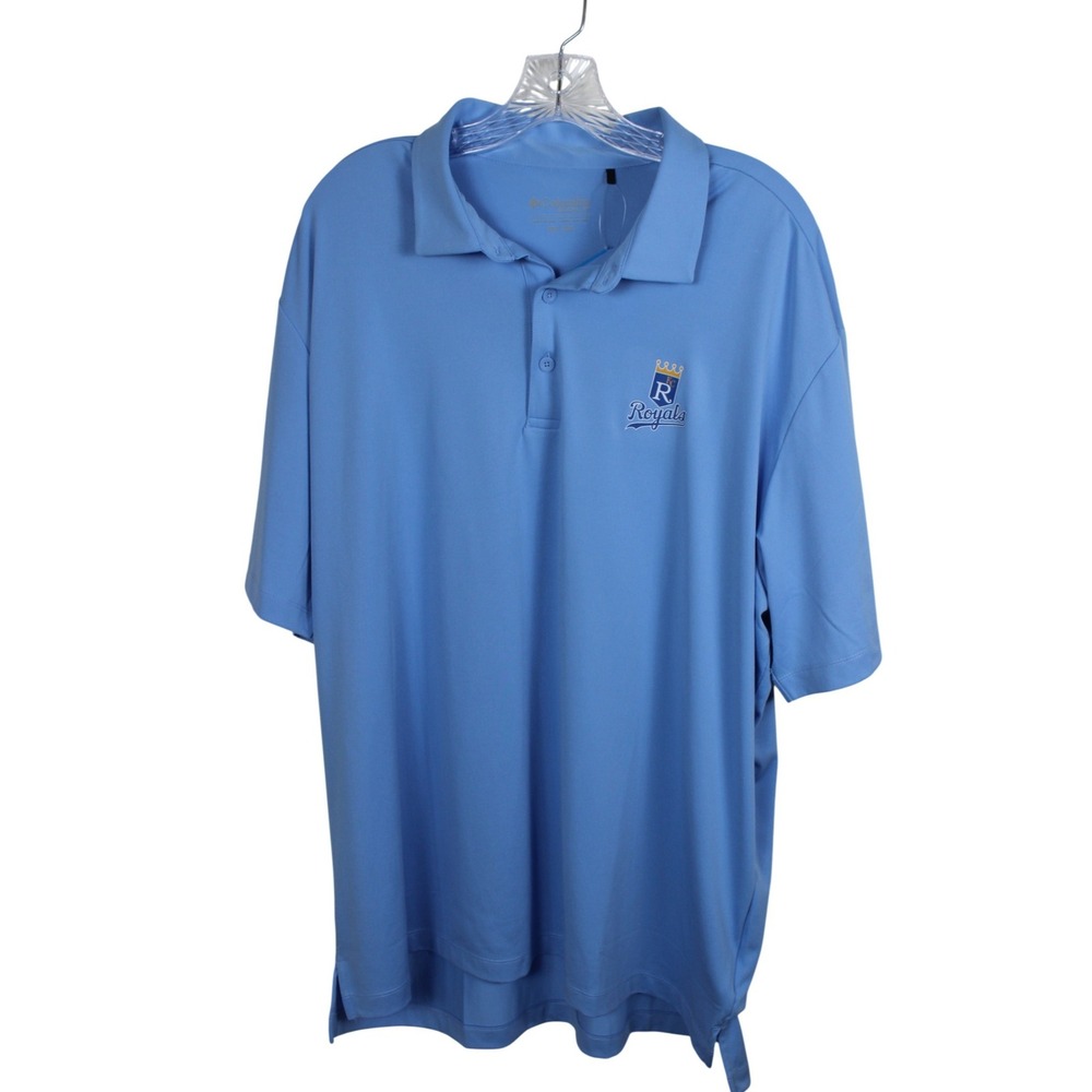 Columbia Golf Mens Kansas City Royals Omni-Wick Drive Polo Blue 2XL 17F87MP NEW